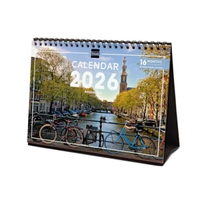 Afbeelding van Finocam Desktop Calendar 2026 Month to View January December + Sep. Dec. 2025 (4 months) reduced Images Amsterdam International
