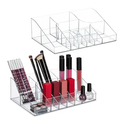Afbeelding van Relaxdays make up organizer set van 2 nagellak lippenstift