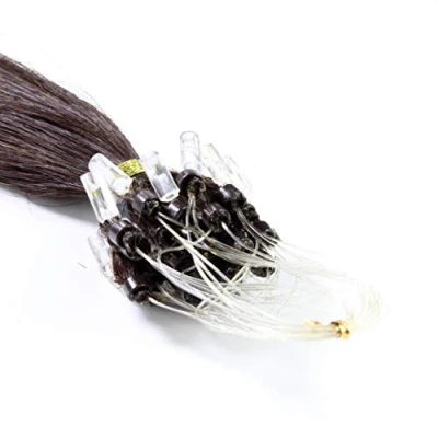 Afbeelding van hair2heart Microring Extensions van echt haar, glad, 25 strengen, 1 g, 40 cm, 4/0 middenbruin