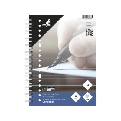 Afbeelding van Kangaro collegeblok 17 gaats gelinieerd A5 papier wit 80 pagina&quot;;s
