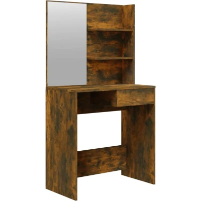 Afbeelding van Make up tafel Met Spiegel 74,5X40X141 Cm Gerookt Eikenkleurig eiken
