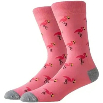Afbeelding van Roze Flamingo Sokken Grappige happy socks One Size (35 38) Grappig Cadeau Tip Kadotip Kinder