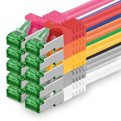 Afbeelding van 1aTTack.de Cat.7 netwerkkabel 0.25m 10 kleuren stuks Cat7 Ethernet kabel netwerk Lan ruwe Gb S FTP PIMF set patchkabel met Rj 45 connector Cat.6a
