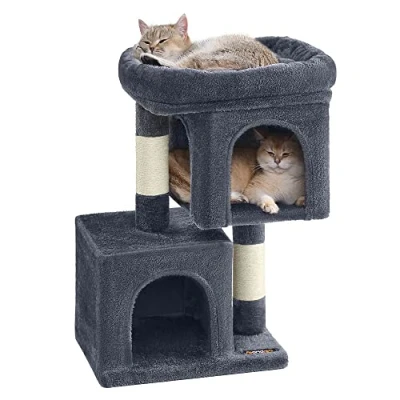 Afbeelding van Feandrea Klimboom Kleine, 67 cm Kattenboom, Kattenhuis voor Kitten tot 3 kg, Groot Platform, Sisalstammen, Rookgrijs PCT611G01