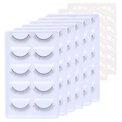 Afbeelding van 25 paar oefenwimpers voor wimperextensions Training wimper Extensions Praktijk stroken te maken eigen wimpers Dunne band 8mm zelfklevende natuurlijke mannequin hoofd door EMEDA