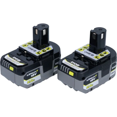 Afbeelding van RYOBI RB18LL50F12B 2x oplaadbare batterij 18 V 5.0 Ah / 5000 mAh Li Ion ( 5133004831 ) met laadniveau indicator