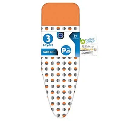 Afbeelding van LaundrySpecialist Strijkplankhoes met hittebestendige parkeerzone Voorkomt brand en schroeiplekken oranje maat L/XL voor een breedte van 39 tot 53 cm lengte 120 141