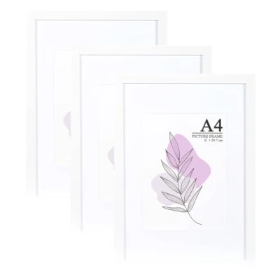 Afbeelding van Baoee Witte fotolijst A4 met houder, set van 3, acrylglas, frame, fotolijst, posterlijst, certificaatlijst, vrijstaand en wandmontage