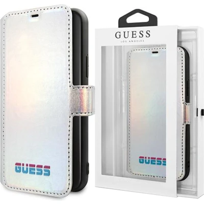 Afbeelding van iPhone 11 Pro Bookcase hoesje Guess Effen Zilver Kunstleer