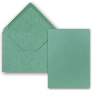 Afbeelding van FarbenFroh by GUSTAV NEUSER Set van 25 kaarten kraftpapier met enveloppen DIN A6 / C6 in eucalyptus groen 14,8 x 10,5 cm zonder vouw