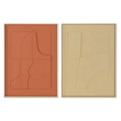Afbeelding van Schilderij Home ESPRIT Mosterd Terra cotta Abstract Stads 55 x 4 75 cm (2 Stuks)