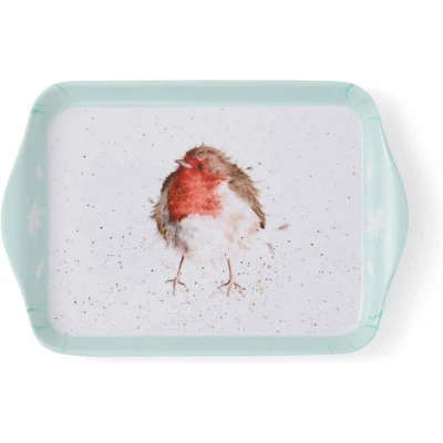 Afbeelding van Wrendale Designs Dienblad Tray Serveerschaal Robin met Roodborstje 21 x 14 cm