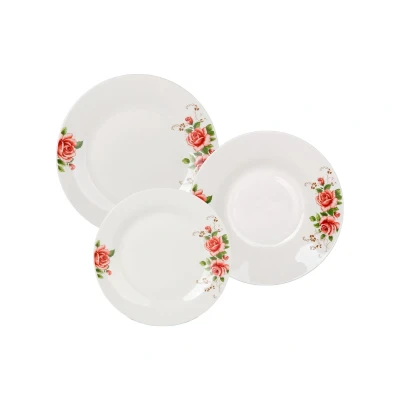 Afbeelding van Bella Fiore Premium 18 Delige Bordenset van Porselein Serviesset met Uniek Design AR 74