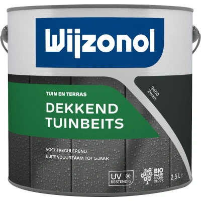 Afbeelding van Wijzonol Dekkend Tuinbeits Standaard kleuren Beits 2,5 liter 9450 Zwart