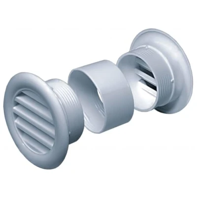 Afbeelding van 2 x ventilatierooster, Ø 40 mm, rond, wit, insectennet, afvoerluchtrooster, toevoer en afvoerlucht, rooster, ventilatie, deur, deurrooster, T71w