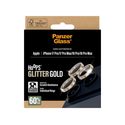 Afbeelding van PanzerGlass Hoops Glitter Gold Camera Lens Protector iPhone 17 Pr