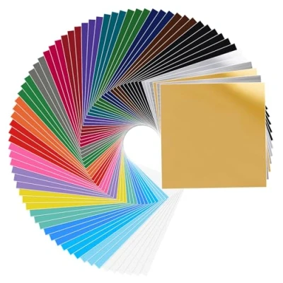 Afbeelding van iImagine Vinyl 72 vellen premium permanente zelfklevende vinylvellen, 30 x cm, diverse kleuren (glanzend, mat en metaal) voor knutselsnijders, Cricut, Silhouette Cameo machines