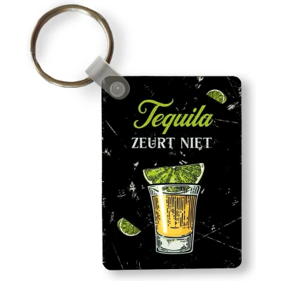Afbeelding van Sleutelhanger Tequila Limoen Quotes Uitdeelcadeautjes Plastic Vaderdag cadeau Geschenk Cadeautje voor hem Tip Mannen