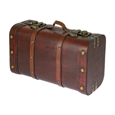 Afbeelding van HMF Schatkist Peru 6412 140, van hout, vintage koffer, afmetingen 40 x 23,5 16,5 cm, groot formaat, model