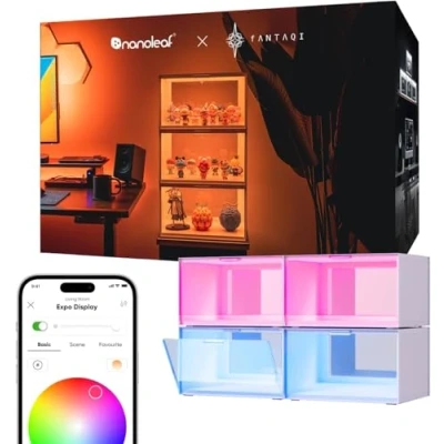 Afbeelding van Nanoleaf Smart Led Vitrinekast Starter Kit 4 Displays RGBW Google, Apple, Alexa Compatibel Wit