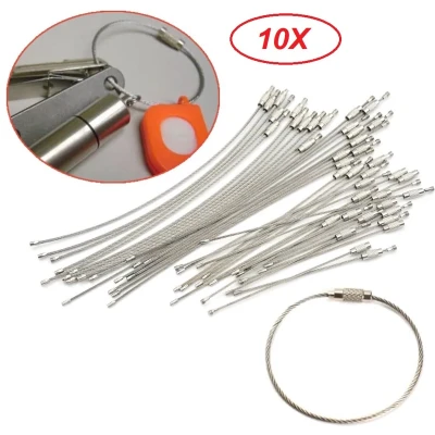 Afbeelding van Sleutel Hanger Staal 10 Stuks 20 cm lang Staaldraad Sleutelring Broek Keychain RVS