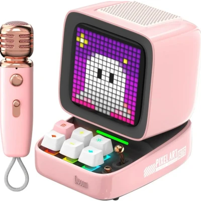 Afbeelding van Divoom™ Ditoo Mic Portable Speaker Met Draadloze Microfoon Pixelart Roze