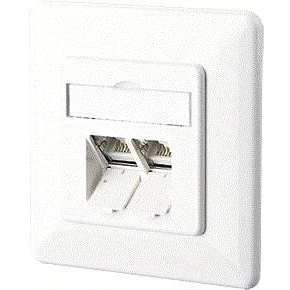 Afbeelding van Metz Connect 1307381002 I Netwerkdoos Inbouw (in muur) Inzet met centraalstuk en frame CAT 6 2 poorten Zuiver wit