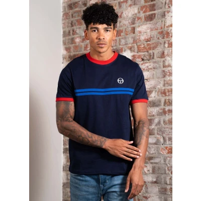 Afbeelding van Sergio Tacchini Supermac TEE Tshirt print, Heren, Maat: Medium, Maritime blue/adrenaline rush/nautical blue