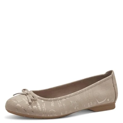 Afbeelding van Jana Dames Strik Vegan Ballerina&#039;s, Beige print, 40 EU, EU
