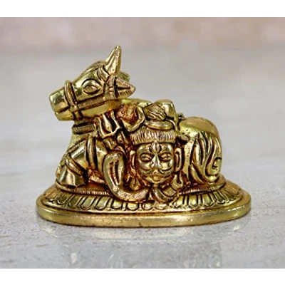 Afbeelding van eSplanade Messing Nandi Standbeeld Pooja Idols Woondecoratie Hoogte 6,3 cm