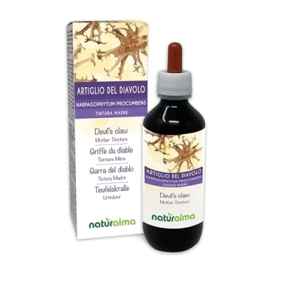 Afbeelding van Duivelsklauw (Harpagophytum procumbens) wortels Alcoholvrije moedertinctuur Naturalma Vloeibaar extract druppels 200 ml Voedingssupplement Veganistisch