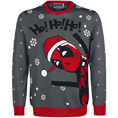 Afbeelding van Deadpool Ho! Christmas jumper grijs rood S