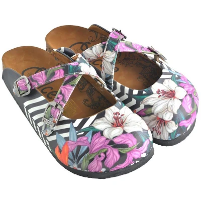 Afbeelding van Goby Witte Lelie Clogs Handgemaakt Premium Kwaliteit Maat 42