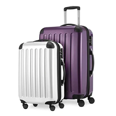 Afbeelding van HAUPTSTADTKOFFER Alex 2 delige Kofferset harde schaal glanzend, middelgrote koffer 65 cm + handbagage 55 cm, 74 42 liter, TSA, Aubergine wit,