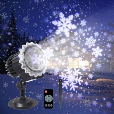Afbeelding van ROVLAK projector kerstverlichting voor buiten, sneeuwvlokken met hoge helderheid afstandsbediening, kerstdecoratie, binnen en waterdicht, IP65, wintertuinfeest