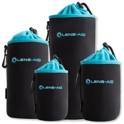Afbeelding van lens AID Neopreen lenszak met fleece voering als set of individueel camera tas koker bescherming voor accessoires