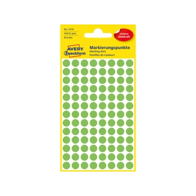 Afbeelding van Etiket Avery Zweckform 3179 rond 8mm lichtgroen 416stuks