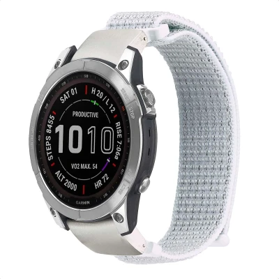 Afbeelding van QuickFit Nylon bandje voor de Garmin Watch 22 mm aansluiting Wit imoshion Geschikt Approach S60, Fenix 5 Plus,