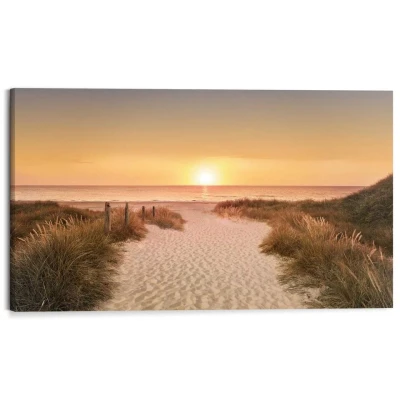 Afbeelding van Schilderij Zonsondergang 70x118 cm Oranje Hout