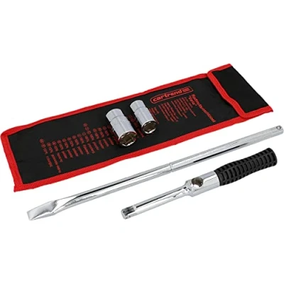 Afbeelding van cartrend Wielmoersleutel Vario, met gelagerde rotatiegreep en dopsleutels voor 17/19/21/23 mm, staal