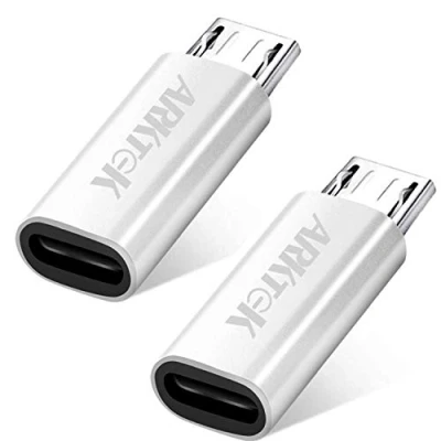 Afbeelding van Micro USB adapter ARKTEK (mannelijk) naar iOS kabel (vrouwelijk) gegevenssynchronisatie en oplaadadapter voor Galaxy S7/S7 Edge/S6 meer (Pack van 2, zilver)