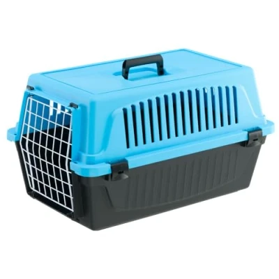 Afbeelding van Ferplast Transportbox, Hondenbox voor kleine Honden en Katten tot 8 kg, Gelamineerde ijzeren deur, Ventilatiesleuven, 37 x 58 h 32 cm, ATLAS 20 EL Transportbox huisdieren, Lichtblauw
