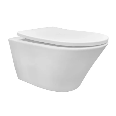 Afbeelding van Wiesbaden Vesta wandcloset rimless met Shade slim toiletzitting softclose en quick release mat wit