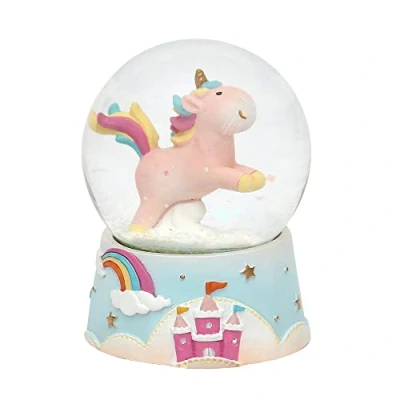 Afbeelding van Dekohelden24 Sneeuwbol met roze eenhoorn, afmetingen hoogte/breedte/Ø bal: ca. 9 x Ø 6,5 cm,