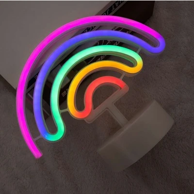 Afbeelding van LED Neon Tafellamp &quot;Regenboog&quot;, Op Batterijen en USB, 22x16x1cm, RGB