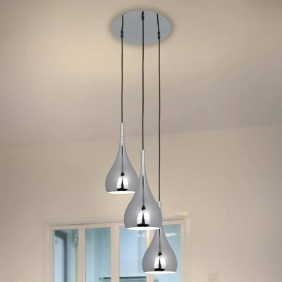 Afbeelding van näve Hanglamp Retro 3 fittingen, hanglamp, 3xe27, kleur: chroom
