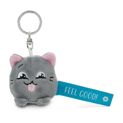 Afbeelding van sleutelhanger kat &quot;Feel Good!&quot; 5cm grijs Een trouwe metgezel voor rugzak of tas, jong en oud 62057
