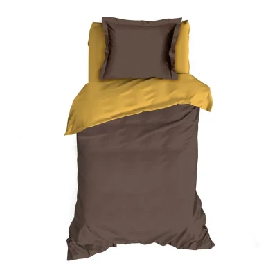 Afbeelding van Dekbedovertrek Romanette Comtesse Bruin Oker Flanel 140 x 200 / 220 cm 1 Persoons