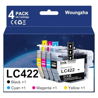 Afbeelding van Woungzha Inktpatronen LC422XL, compatibel met Brother LC422 XL, voor MFC J5340DW J5345DW J5740DW J6540DW J6940DW printer (4 stuks)