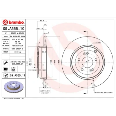 Afbeelding van Brembo Remschijf 09.A555.11